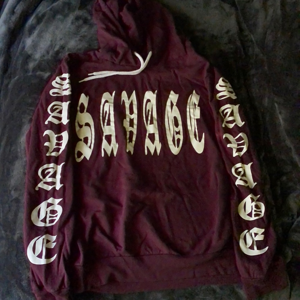 Maroon Cropped Savage Hoodie